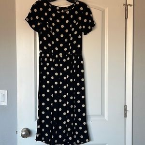 Topshop poka dota midi dress, us 2, brand new